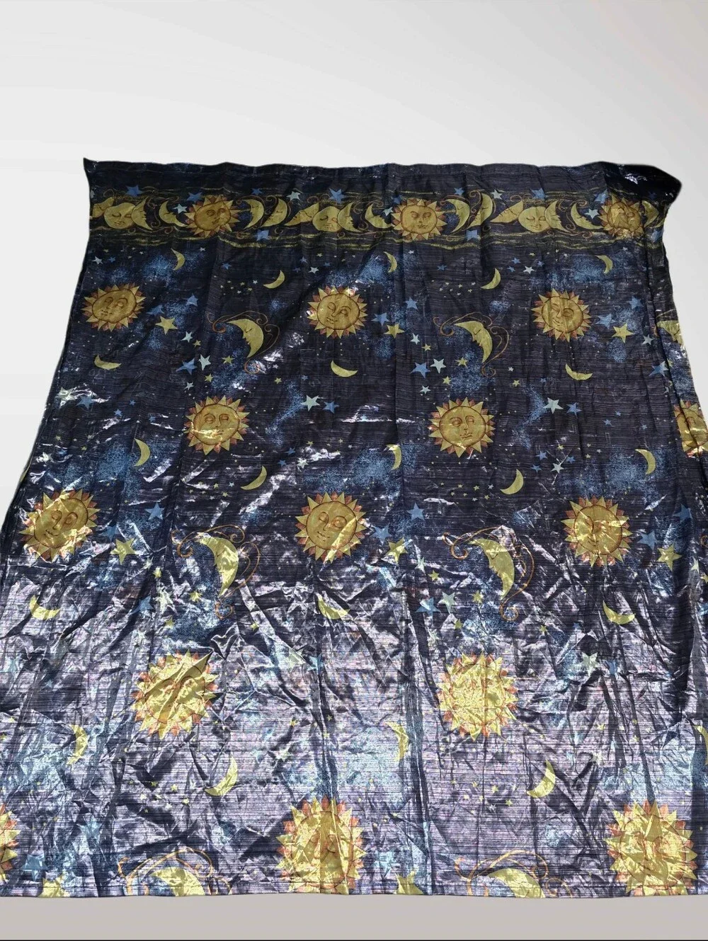 Vintage 90s Celestial Sun Moon Shower Curtain
